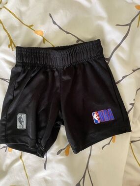 NBA Black Kids Logo Athletic Shorts with Blue & Red Accent